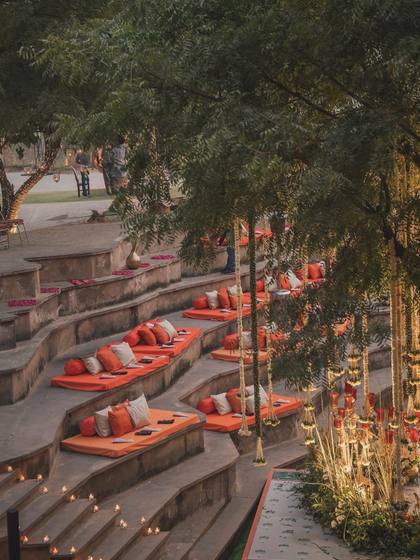 Lounge and Aisle / Walkway — Mehendi decor — Alila + Samode Jaipur